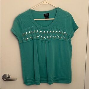Women’s Teal Short-Sleeve Embellished Tee by Worthington